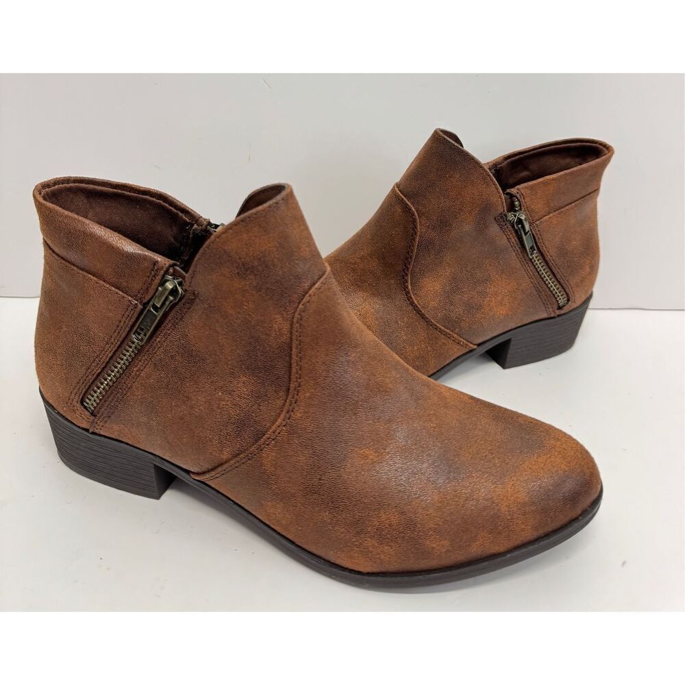 Sun‎ + Stone Ankle Boots Size 6 Brown Double Zip Almond Toe Cushioned NEW - Picture 3 of 8